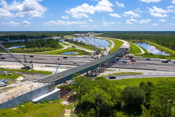 Ariel view of railroad construction 