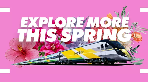 train image with flowers around it on pink background and the words explore more this spring.