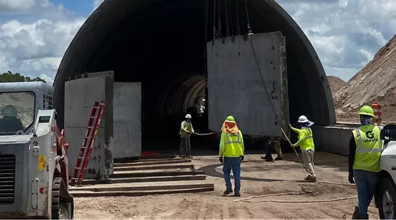 Construction workers at work for Brightline West.
