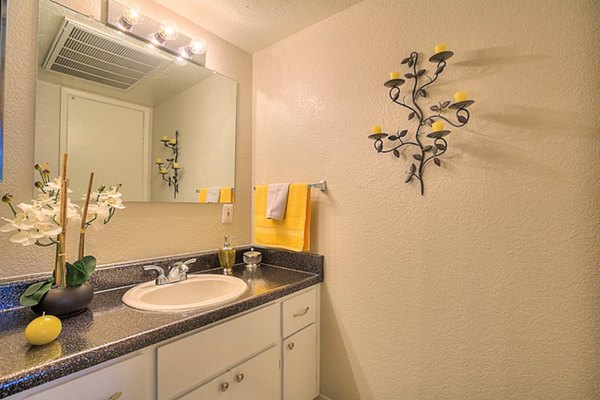 Modern bathroom with sleek fixtures at Eagle Point Apartments, offering luxury and style in every detail