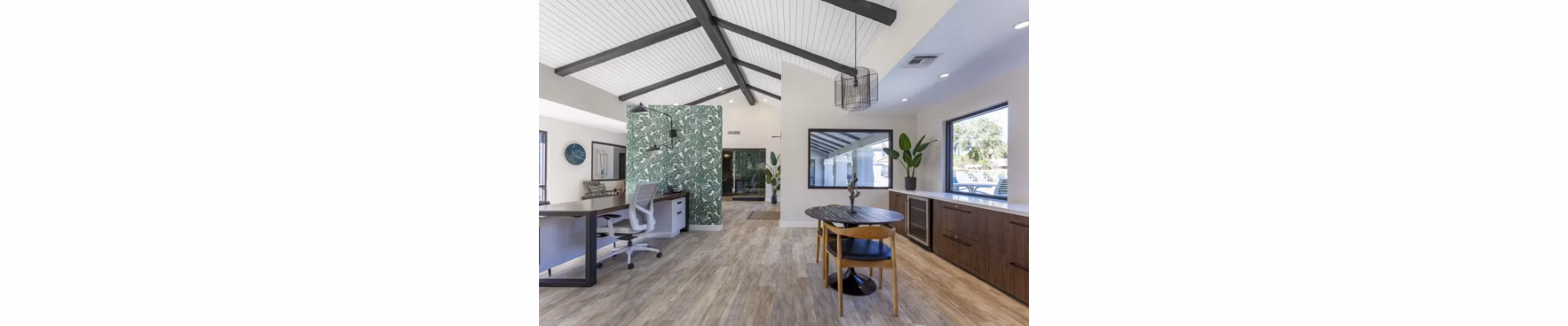 Modern clubhouse with stylish lobby design at Avana Tempe Apartments, featuring comfortable seating and contemporary decor