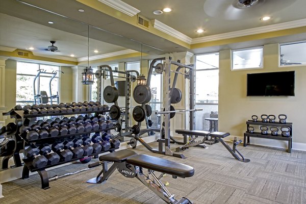 Modern fitness center with top-of-the-line equipment at Boardwalk at Town Center Apartments