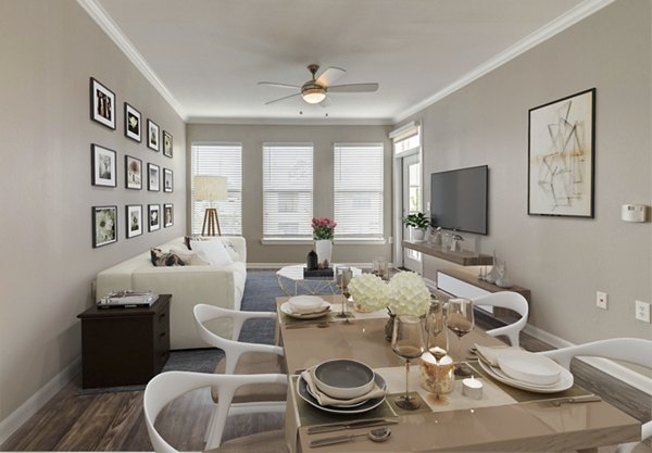 Modern living room with stylish decor at Boardwalk at Town Center Apartments