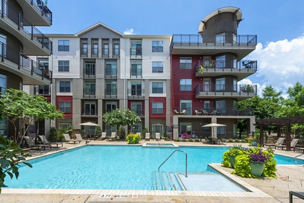 Resort-style pool at Boardwalk at Town Center Apartments, perfect for relaxation and leisure in a luxury living environment