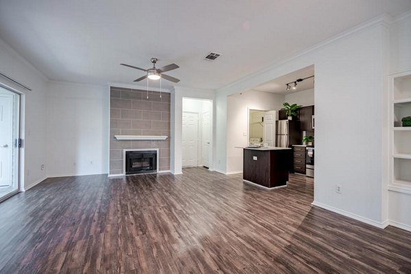 Stylish clubhouse with modern seating at The Preserve at Travis Creek Apartments