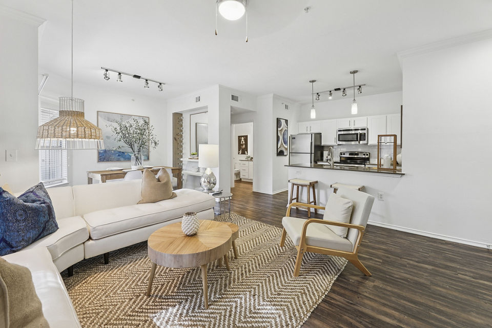 living room at The Preserve at Travis Creek Apartments 