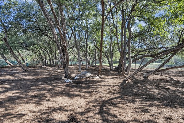 Dog park with agility course at The Preserve at Travis Creek Apartments