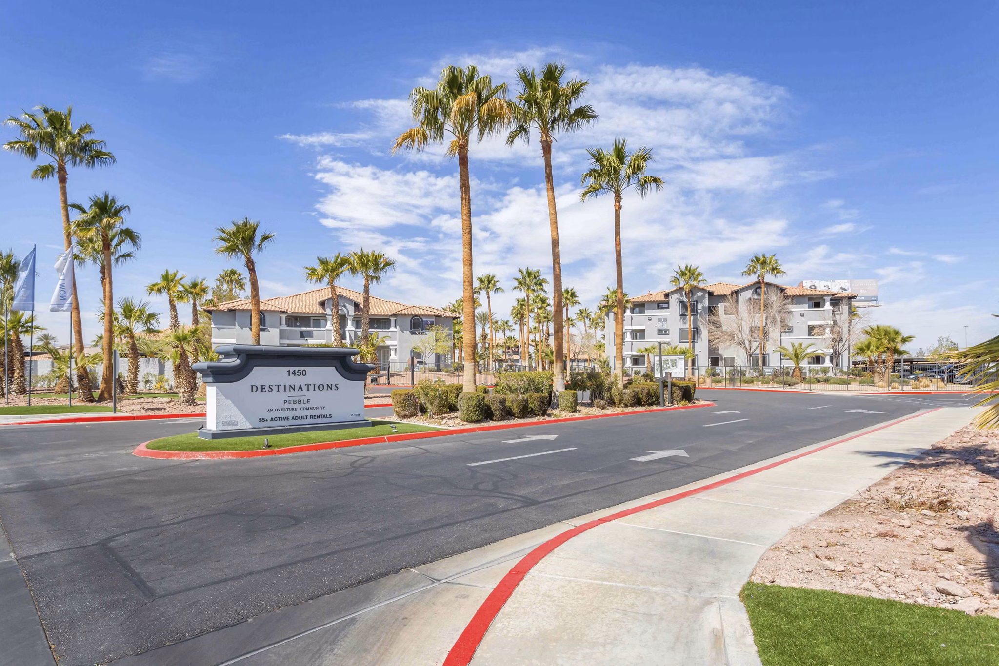 Destinations Pebble Apartments signage: Modern design highlighting luxury living