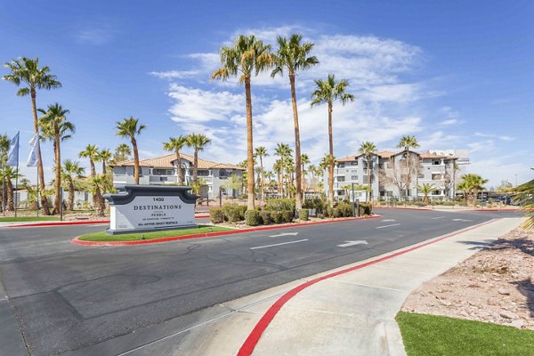 Destinations Pebble Apartments signage: Modern design highlighting luxury living