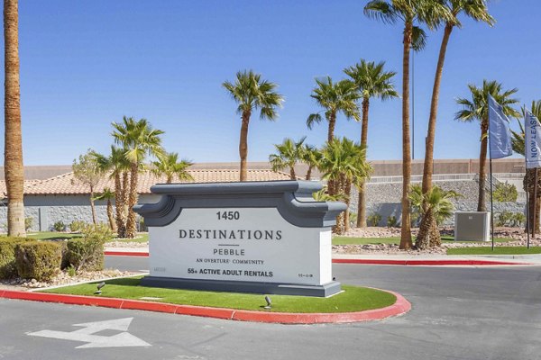 Destinations Pebble Apartments: Elegant entrance signage at luxury community