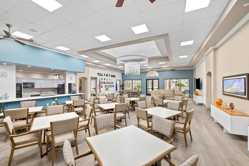 Game room with billiards and seating at Destinations Spring Valley Apartments