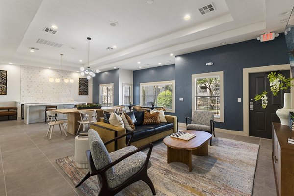 Modern lobby with stylish seating in The Beverly at Shadow Lake Apartments