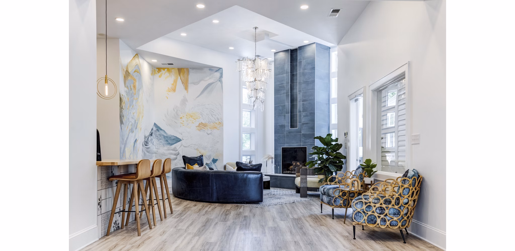 Clubhouse with modern amenities at Avana Lake Norman Apartments, offering a luxurious gathering space