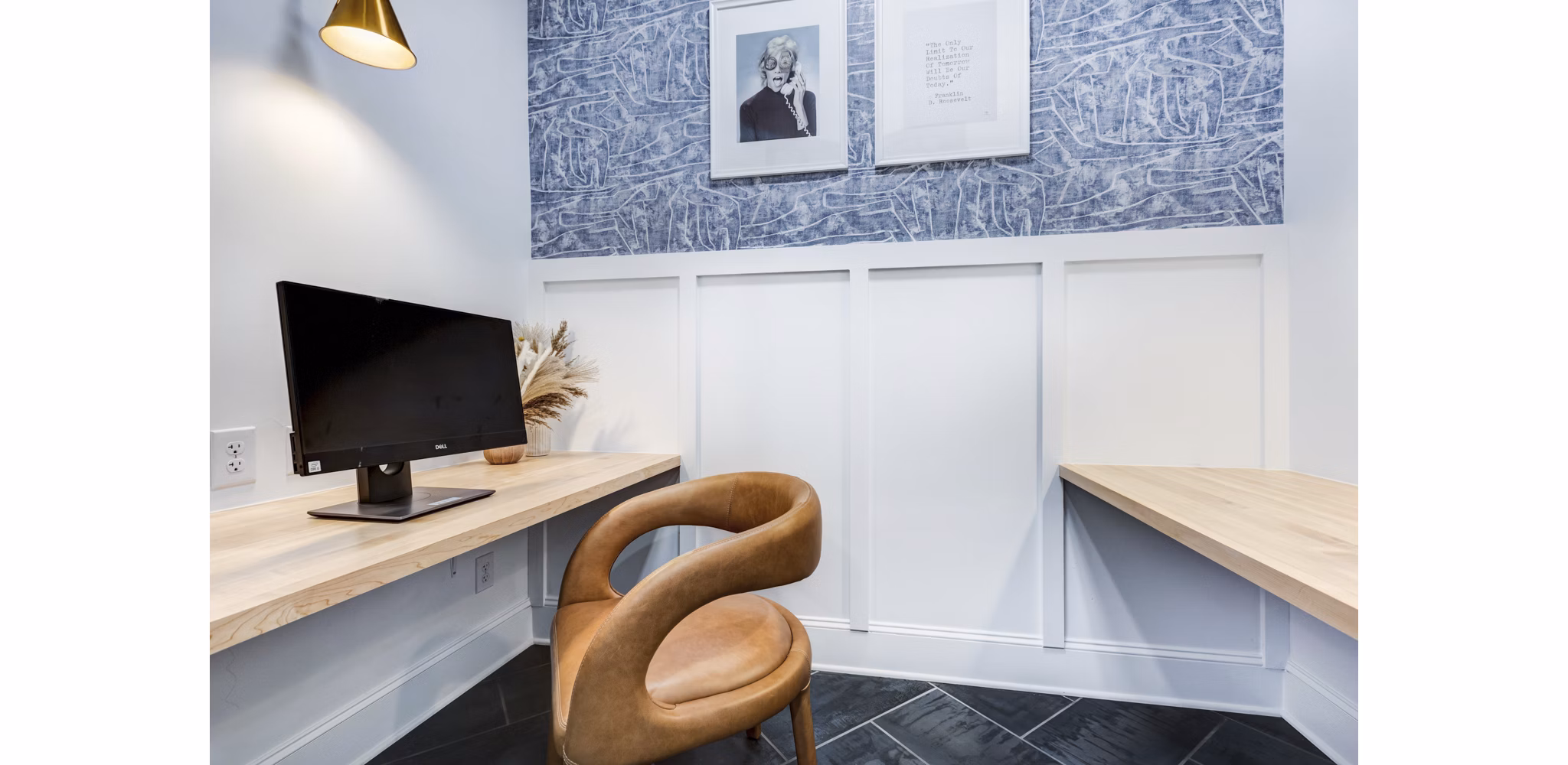 Business center with modern workstations at Avana Lake Norman Apartments