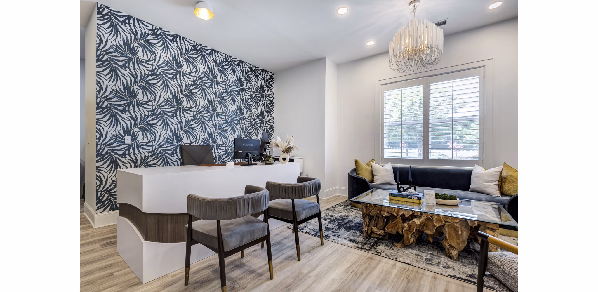 Clubhouse featuring modern furniture and vibrant decor at Avana Lake Norman Apartments