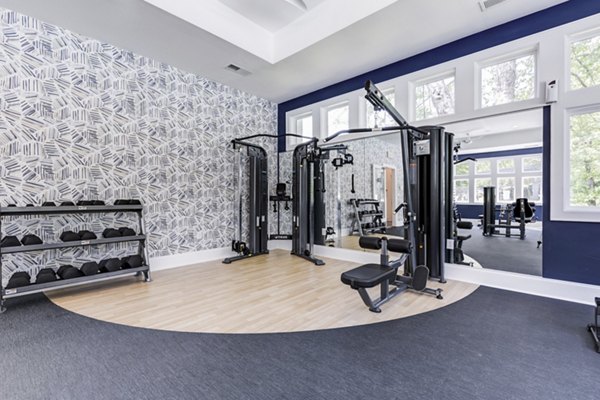 State-of-the-art fitness center with modern equipment at Avana Lake Norman Apartments