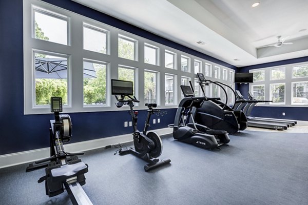 Spacious fitness center with modern equipment at Avana Lake Norman Apartments