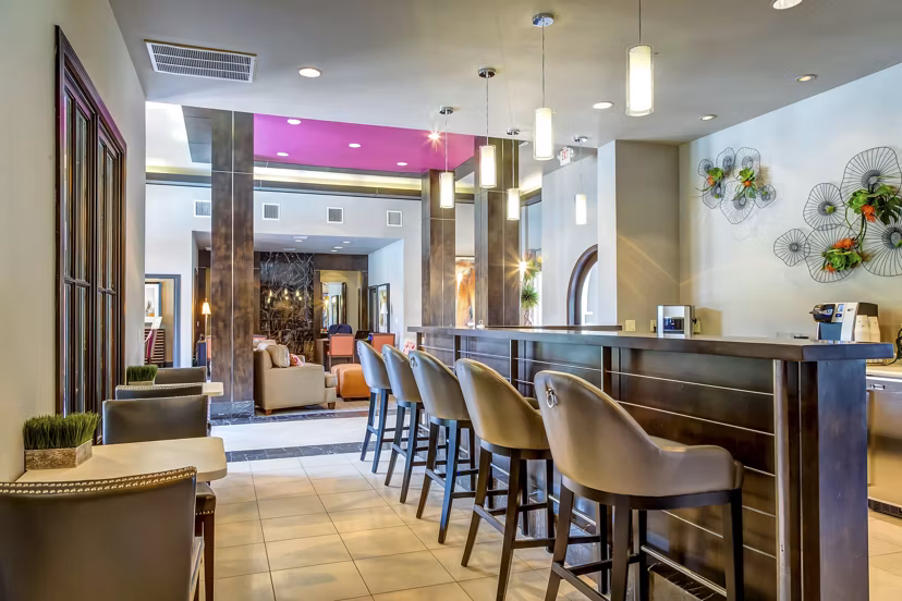 Elegant clubhouse with stylish seating and modern design at Estates at Memorial Heights Apartments