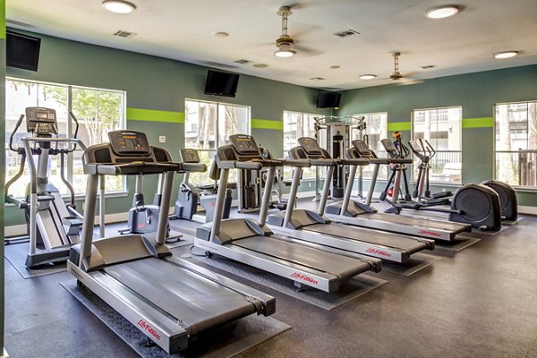 High-end fitness center with modern equipment at Estates at Memorial Heights Apartments, promoting active lifestyles for residents