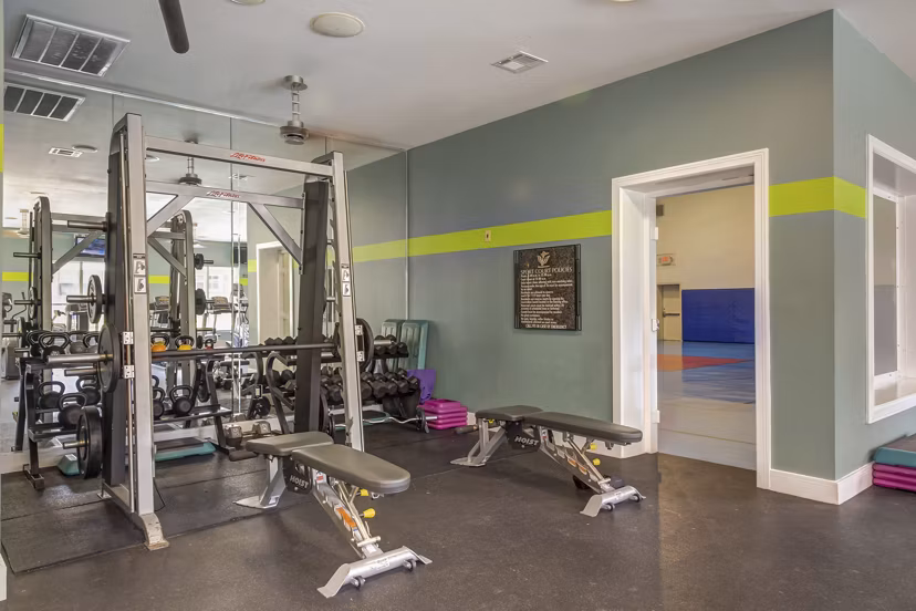 State-of-the-art fitness center at Estates at Memorial Heights Apartments with modern equipment for an optimal workout experience