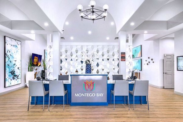 Clubhouse at Montego Bay Apartments: Elegant social space with modern furnishings and vibrant decor