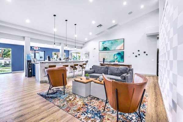 Expansive clubhouse with modern amenities at Montego Bay Apartments, offering a luxurious lifestyle experience