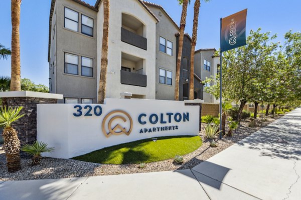 Colton Apartments: Modern signage outside luxury apartments in prime location