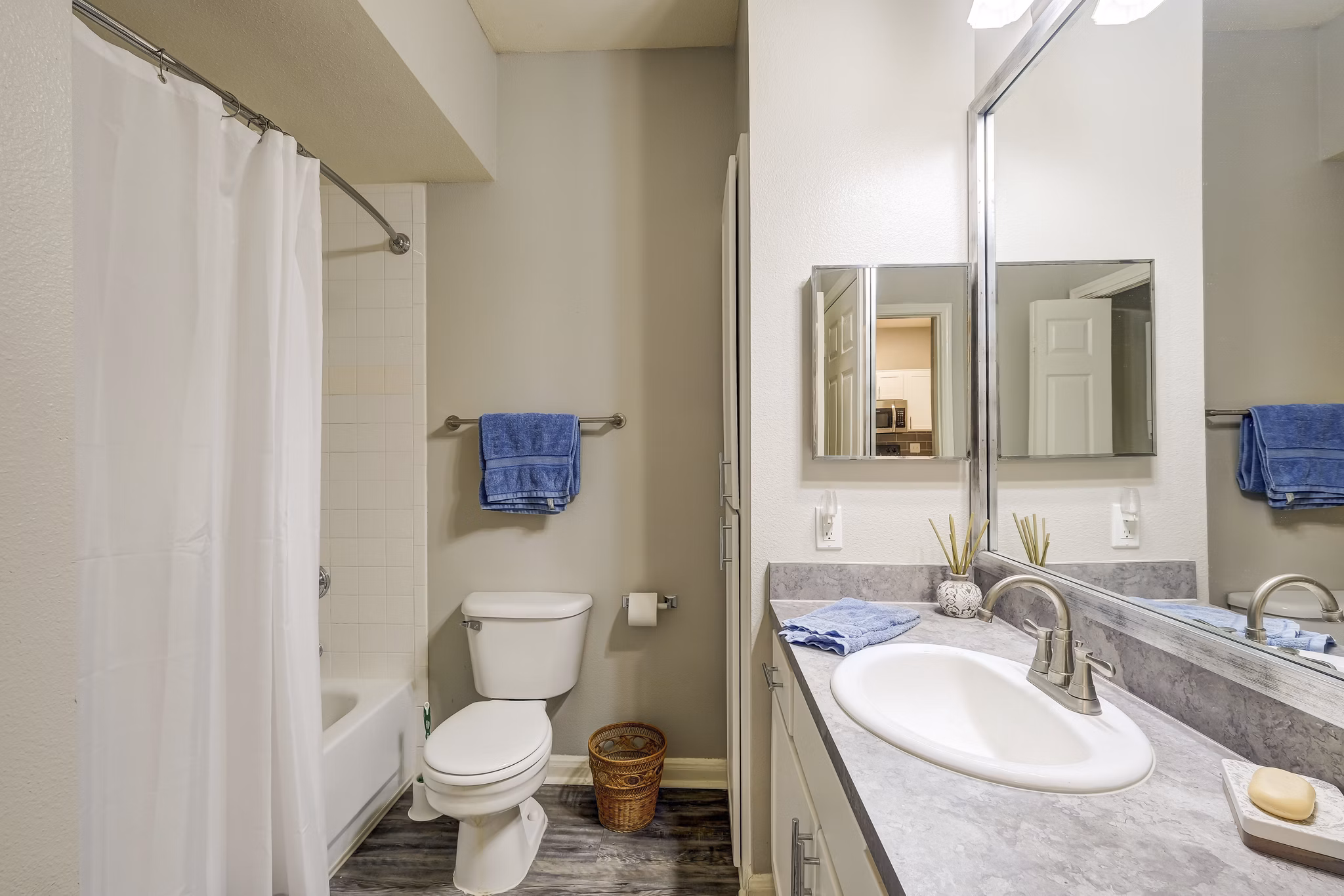 Bathroom at Plaza at River Oaks Apartments