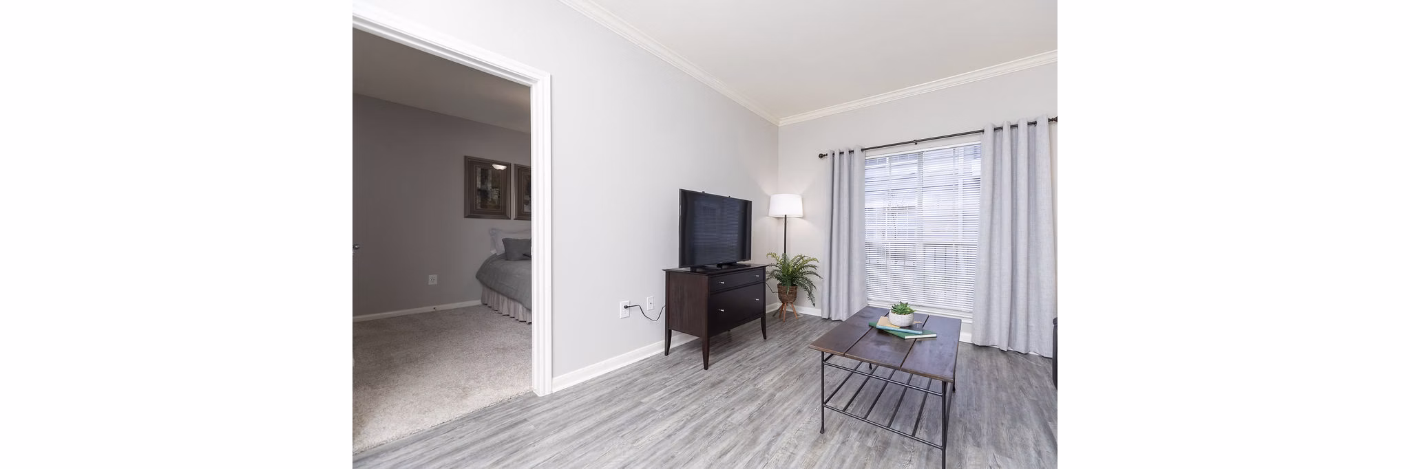 Living Room at Plaza at River Oaks Apartments