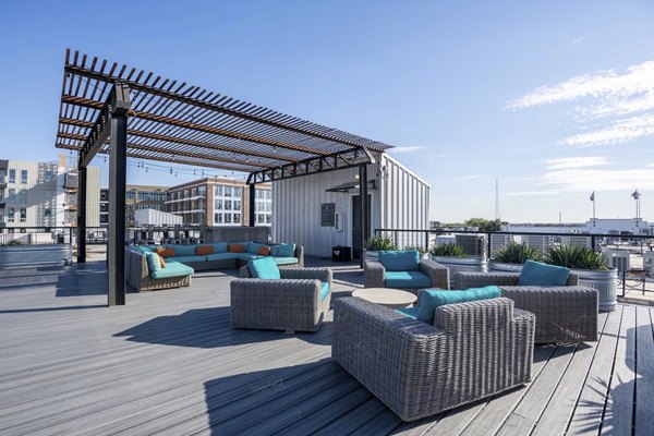 Rooftop deck with cityscape views at Mitchell Lofts, luxury apartments by Greystar