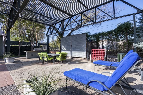 Charming courtyard with lush landscaping at Mitchell Lofts luxury apartments