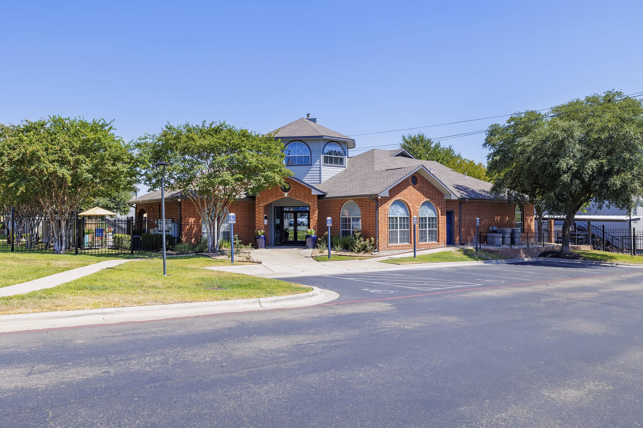 Clear Creek Meadows: Elegant view of luxury apartments in a serene neighborhood