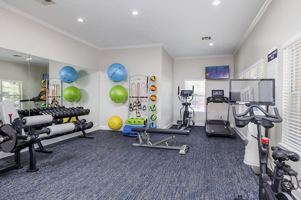 Fully-equipped fitness center at Clear Creek Meadows Apartments with modern gym equipment for a healthy lifestyle