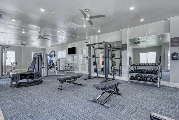 fitness center at South Bay Apartments 