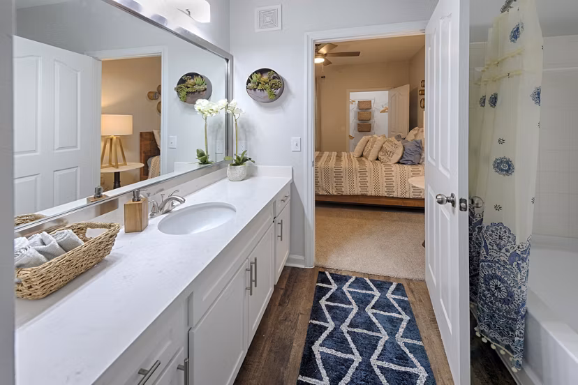 Luxurious bathroom with modern fixtures at Avana Sugar Land Apartments