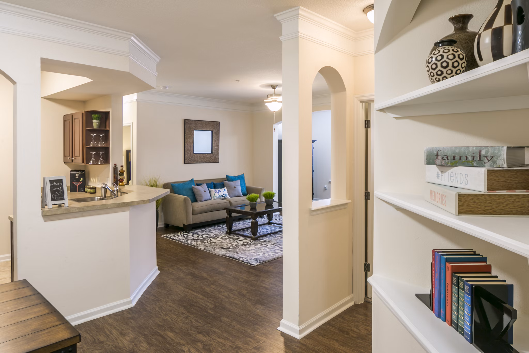 Spacious living room with contemporary decor in Avana Sugar Land Apartments