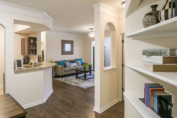 Spacious living room with contemporary decor in Avana Sugar Land Apartments