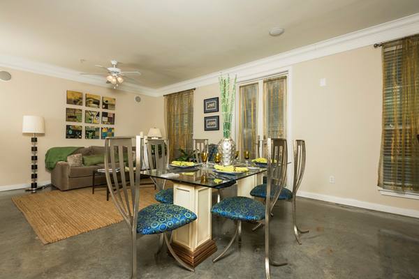 dining room at The Saulet Apartments