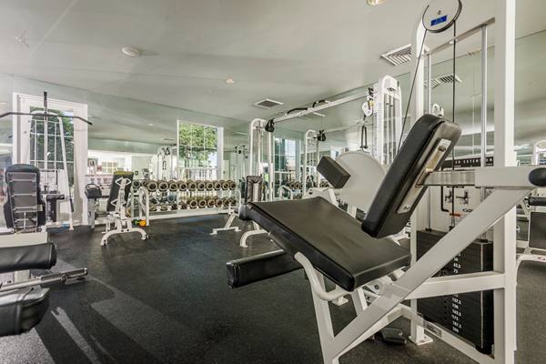 fitness center at The Saulet Apartments
