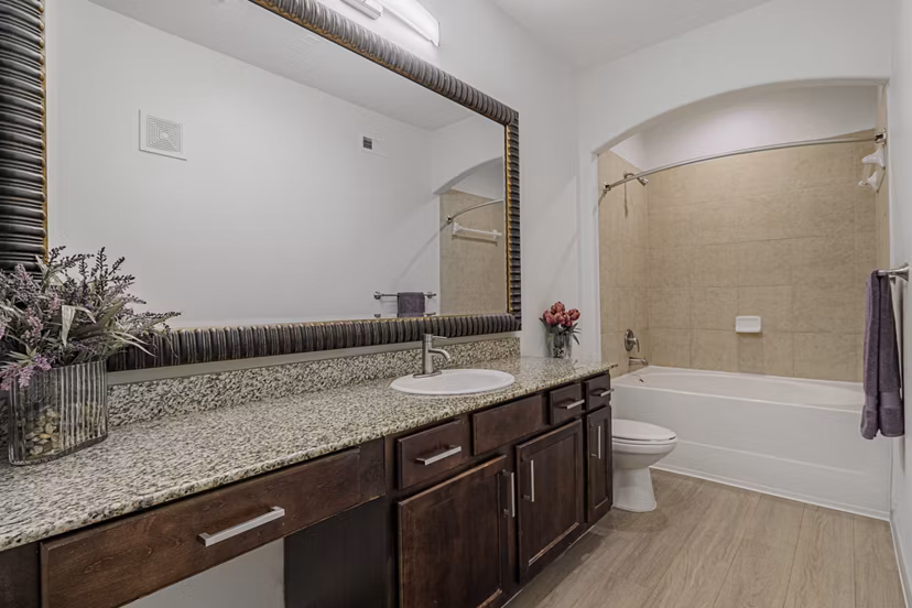 bathroom at Auxo at Memorial Apartments