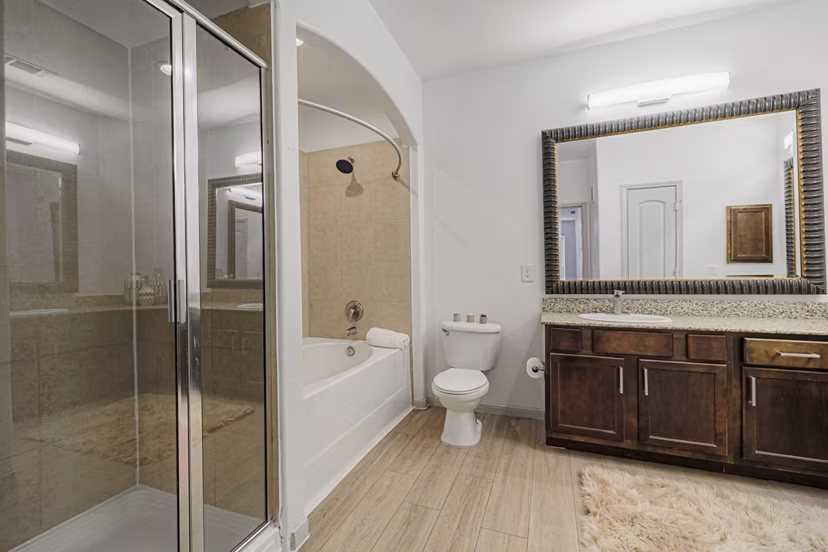 bathroom at Auxo at Memorial Apartments