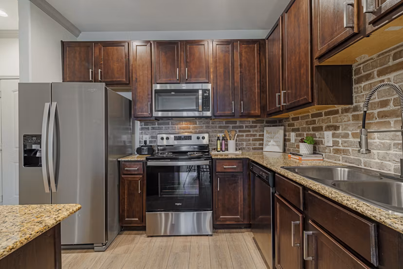 kitchen at Auxo at Memorial Apartments