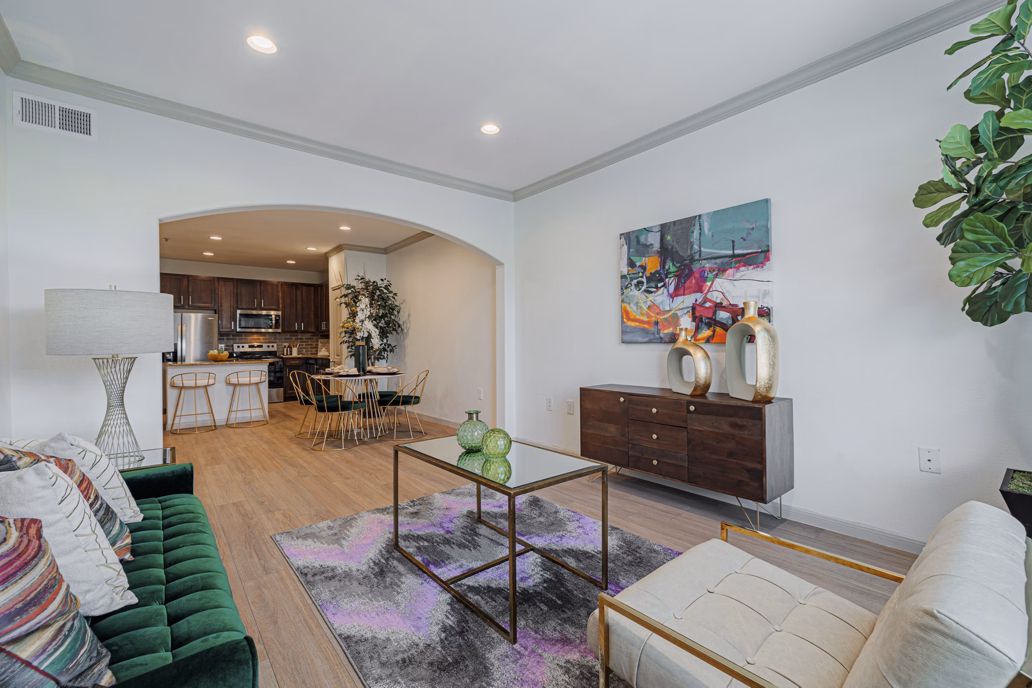 living room at Auxo at Memorial Apartments