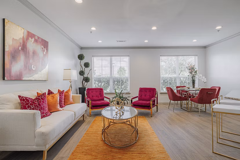 living room at Auxo at Memorial Apartments