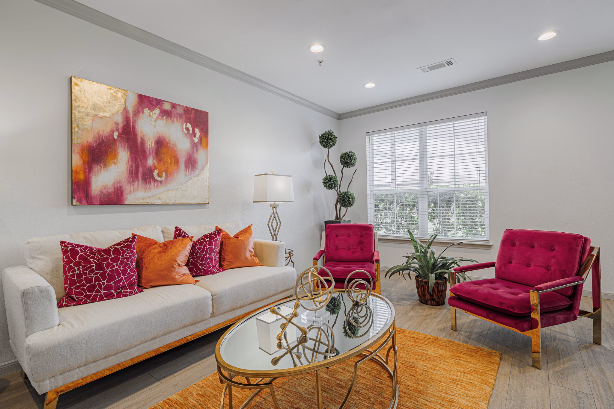 living room at Auxo at Memorial Apartments