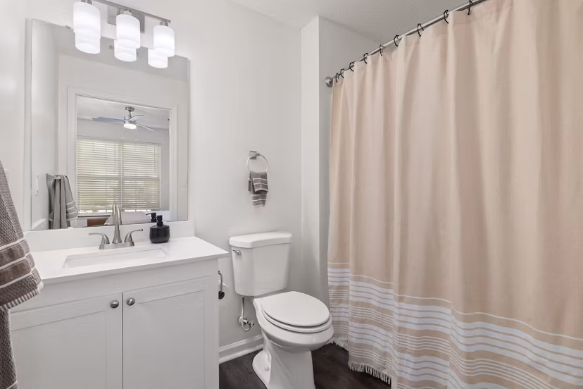 Bathroom featuring modern fixtures at Patriots Pointe Apartments, a luxury living community