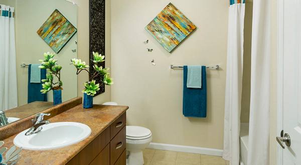 bathroom at 7166 at Belmar Apartments