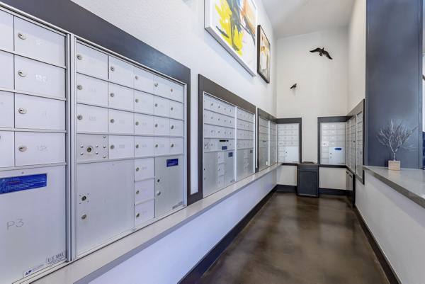 mail room at 7166 at Belmar Apartments