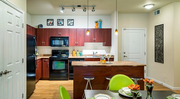 kitchen at 7166 at Belmar Apartments