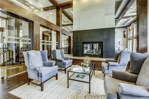 Contemporary clubhouse with elegant lobby at Waterford Lone Tree Apartments offering luxury and comfort for residents